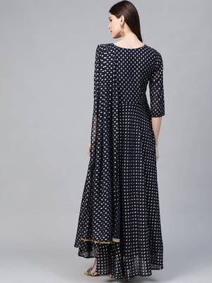 Lifestyle Stores - Give a dazzling touch of glam to your ethnic wear and  celebrate the occasions at home! Pick out Solid Maxi Dress with Printed Attached  Dupatta and add a twist