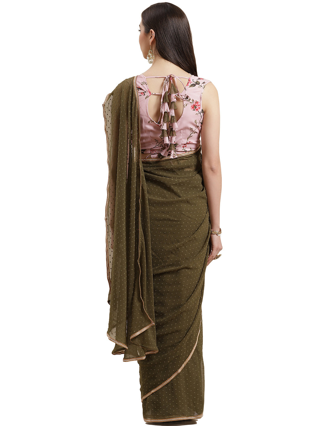 Buy Inddus Blue Cotton Rayon Ready to wear Dhoti Saree (Medium,  Fully-Stitched) at Amazon.in