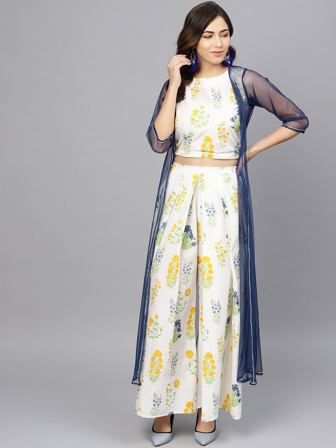 Crop top and palazzo clearance ethnic online