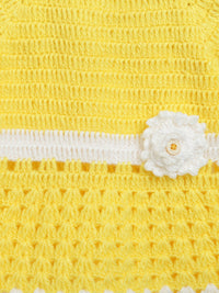 Thumbnail for ChutPut Hand knitted Crochet Haldi Wool Dress - Yellow - Distacart