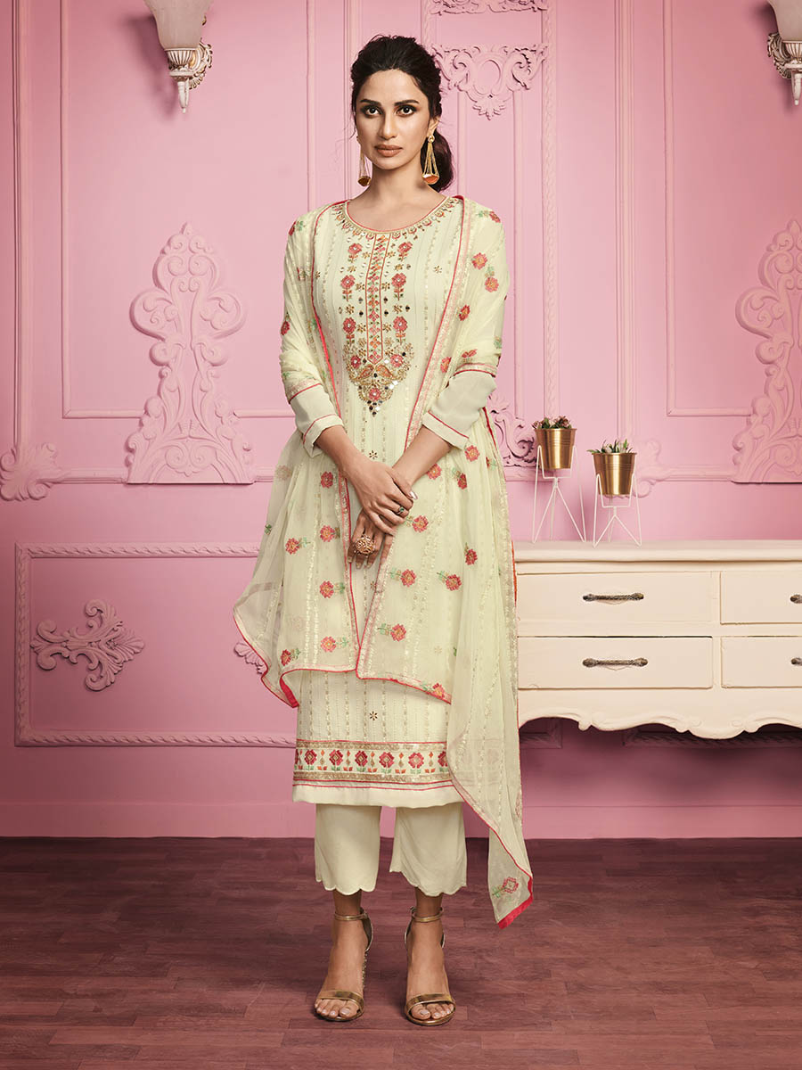 Charming Pink and yellow Maheshwari Salwar Kameez with Dupatta – Perfect  Party Wear | Kiran's Boutique
