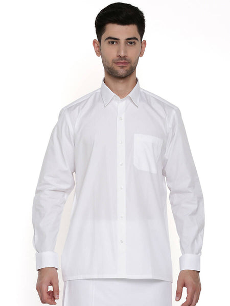 Ramraj Cotton Mens Full Sleeve Formal 100 % Cotton White Shirt - Distacart