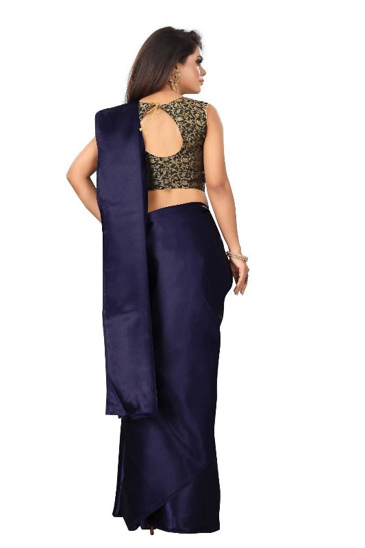  Navy Satin Designer Saree