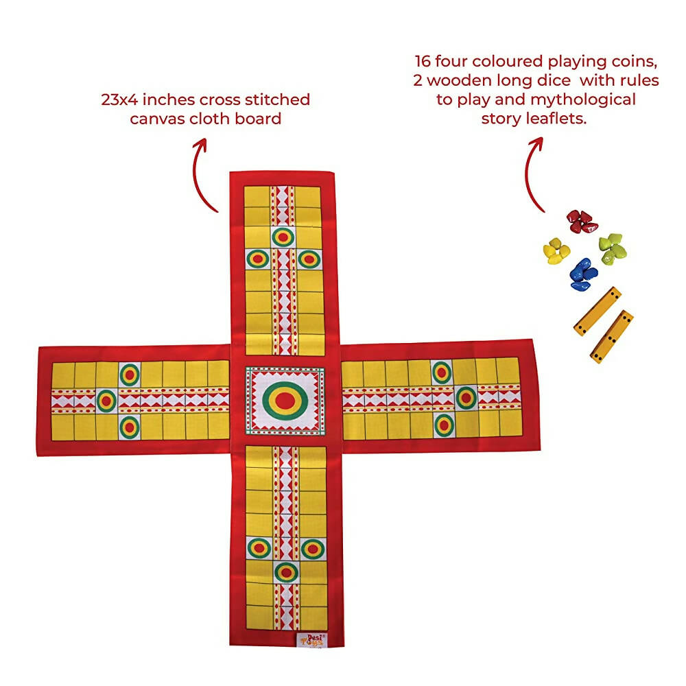 Desi Toys Mahabharat Pachisi/Chaupar/Chopad/Chaupad/Indian Ludo, Classic Strategy Board Game - Distacart