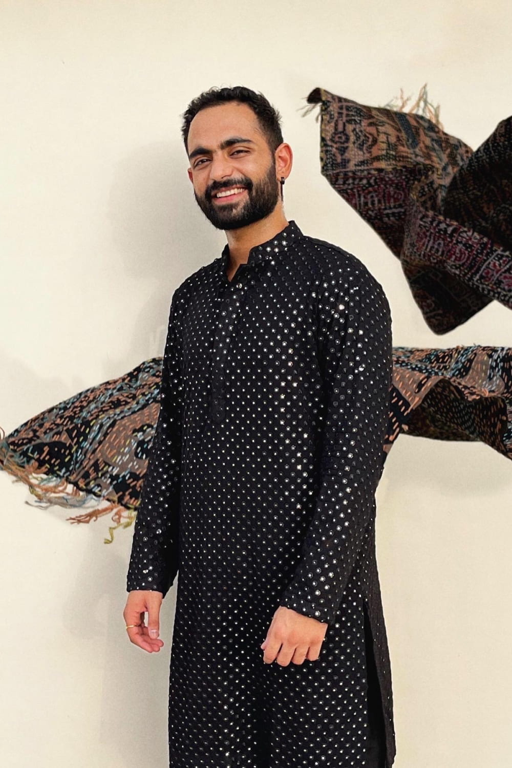 Black Mirror Designer Kurta by Hilo Designs - Distacart