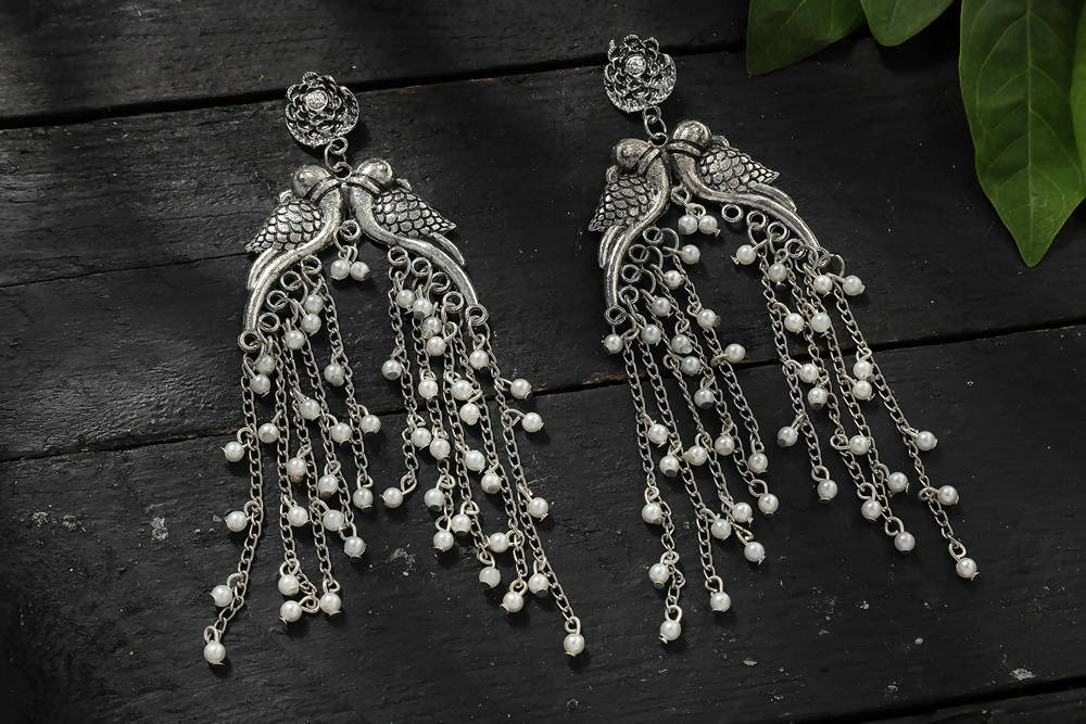 Buy Oxidised Black Metal Long Jhumka Earrings Online at Best Price | Cbazaar