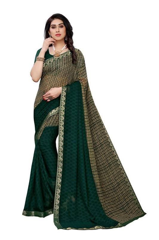 Vamika Green Georgette Lace Work Saree (Prachi Green)