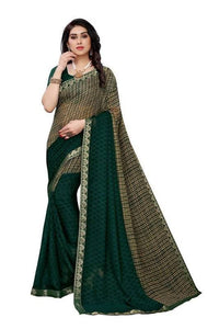 Thumbnail for Vamika Green Georgette Lace Work Saree (Prachi Green)