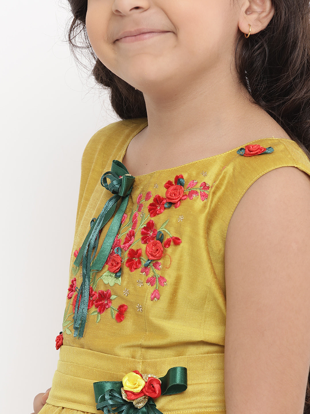 Girls Yellow Embellished Fit and Flare Dress for Kids - Bhama - Distacart