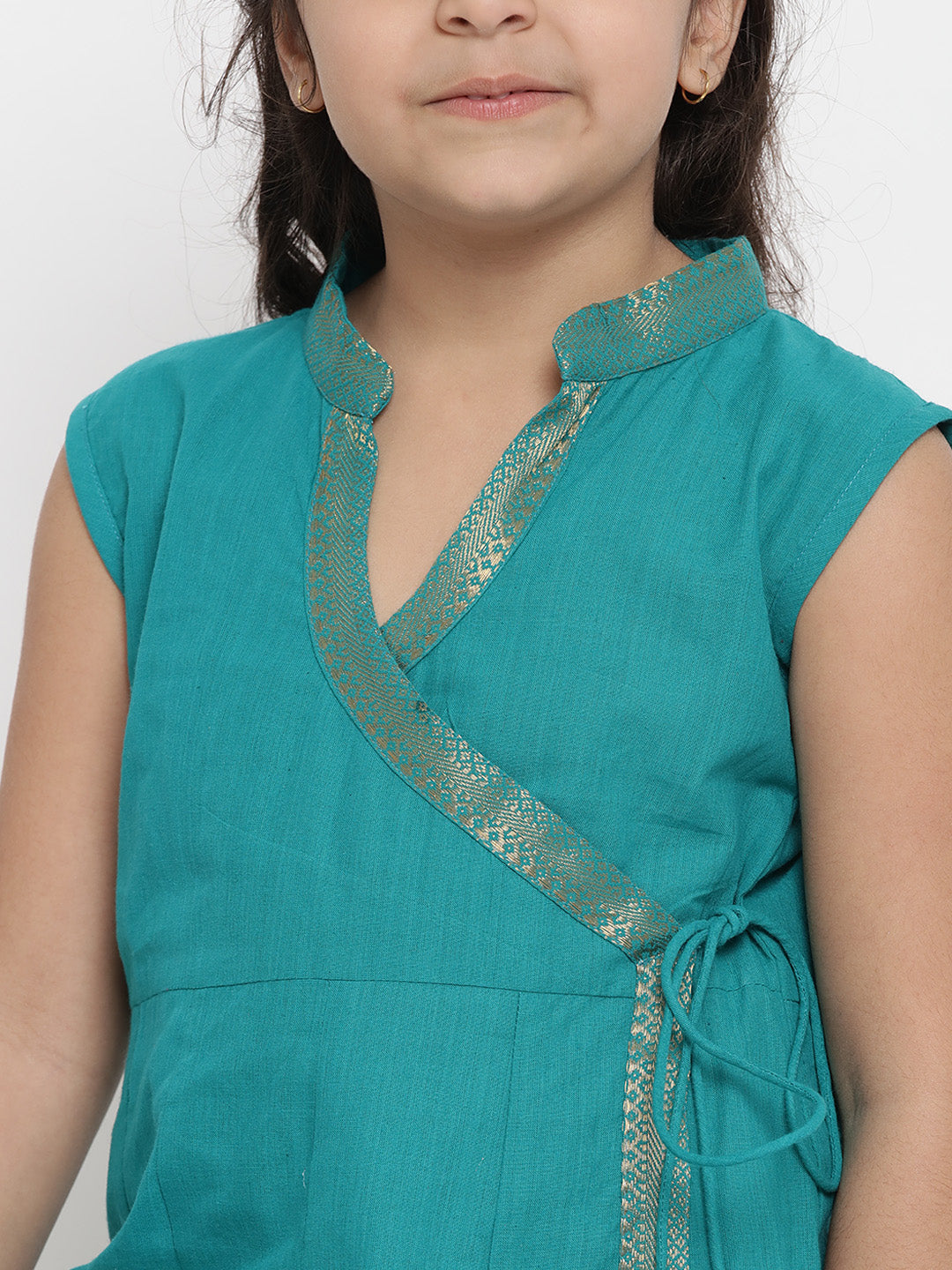 Girls Teal Green Solid Kurta with Palazzos for Kids - Bhama - Distacart