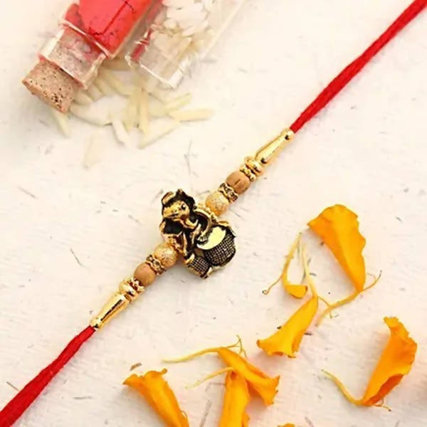 Devotional Lord Ganesha Rakhi & Healthy Almonds - Distacart