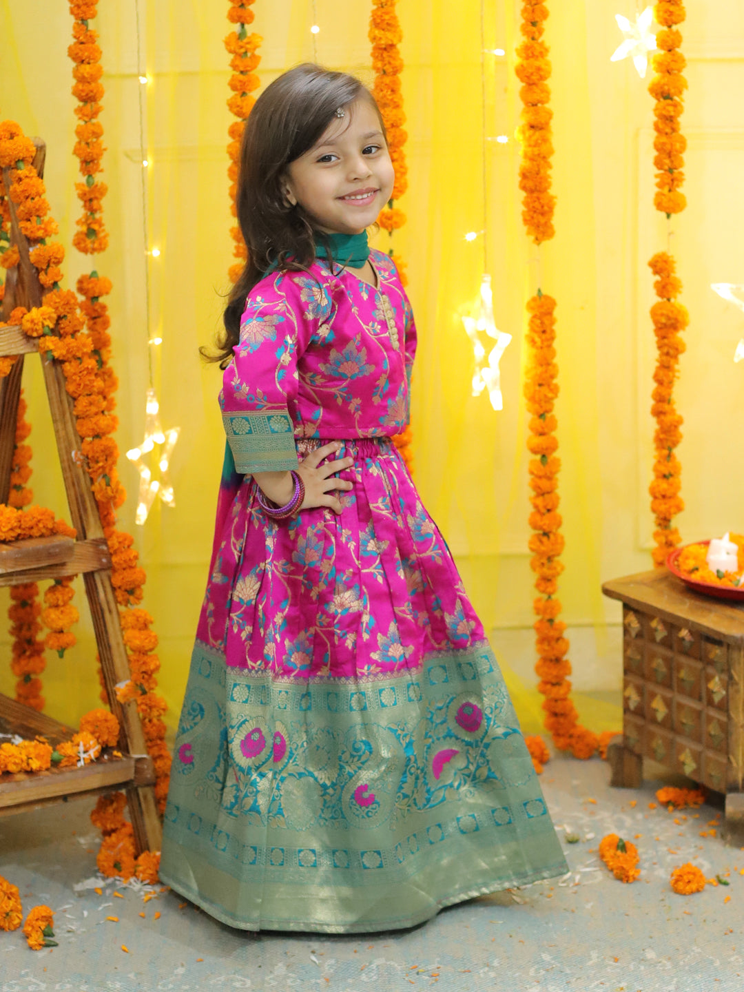 Olive Green and Purple Combo Baby Girls Traditional Lehenga Choli Set in  Bikaner at best price by Stanwells Kids - Justdial