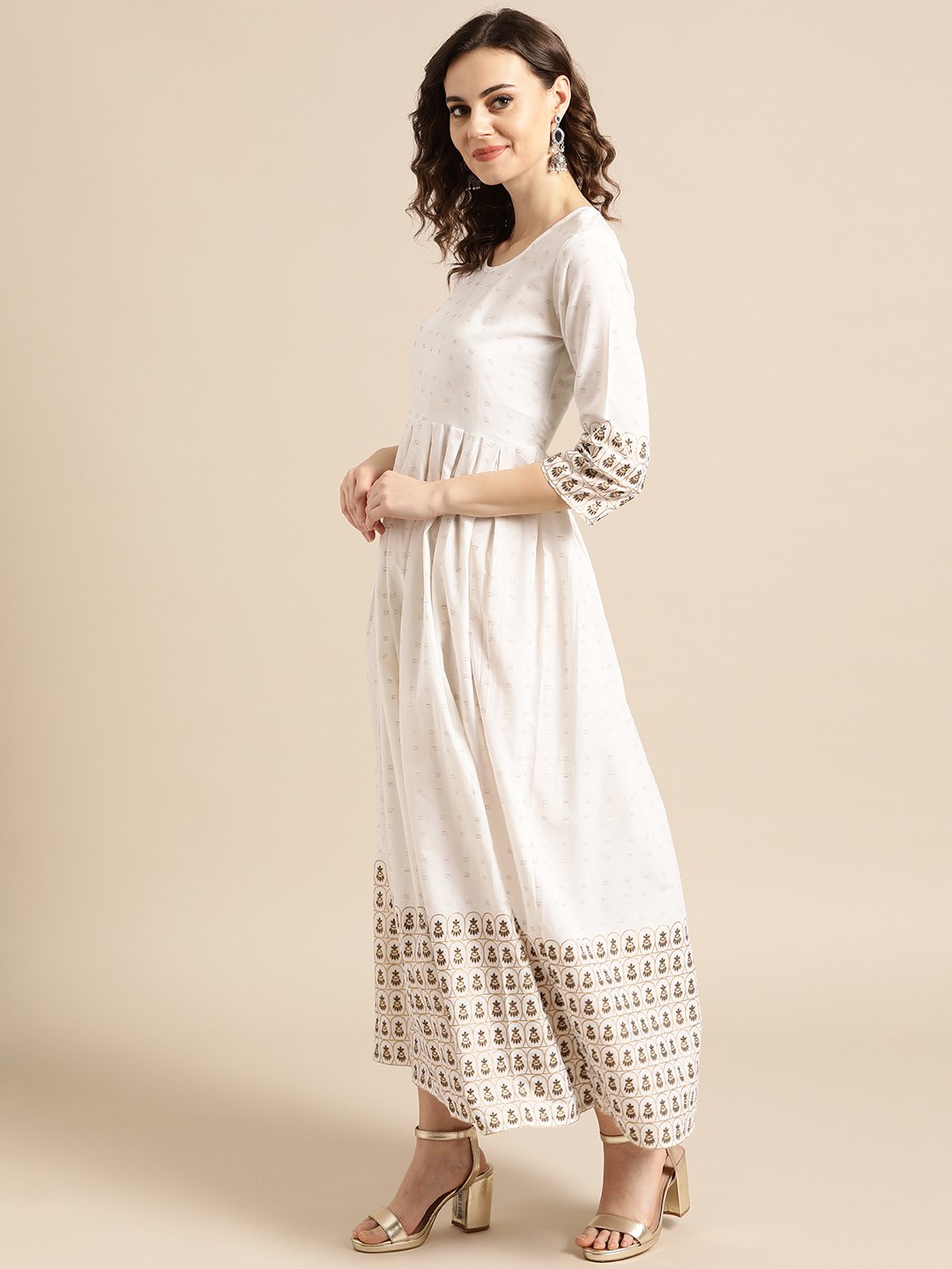 Ethnicity Women Ethnic Wear White A-Line Dress | White | 156022