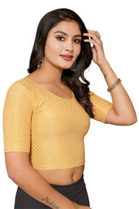 Thumbnail for Malishka Women's Lycra Readymade Blouse Combo Pack - Beige & Black - Distacart