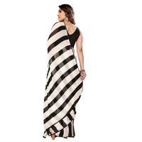 Thumbnail for Women's Partywear Designer Black&White Georgette Fancy Saree - Satrangi - Distacart