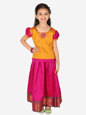 Amazon.com: Mirraw Kids, Purple Art Silk Jecquard South Indian Style Pavdai Pattu  Lehenga Choli for Kids, from 12 Months - 8 Years: Clothing, Shoes & Jewelry