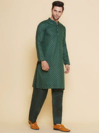 Thumbnail for Men Green ethnic motifs Foil Printed Festive Kurta Pyjamas - Bhama - Distacart