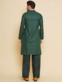 Thumbnail for Men Green ethnic motifs Foil Printed Festive Kurta Pyjamas - Bhama - Distacart