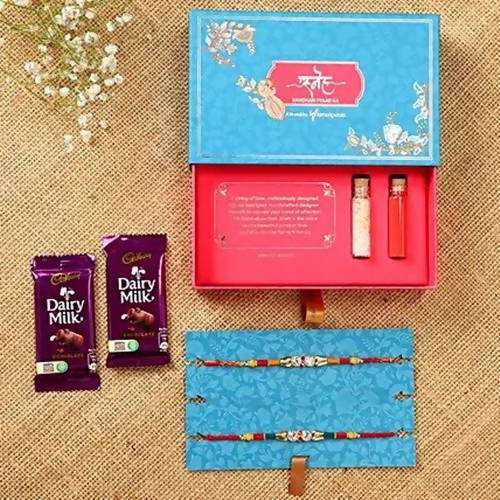 American Diamond Rakhi Set & Dairy Milk Chocolates