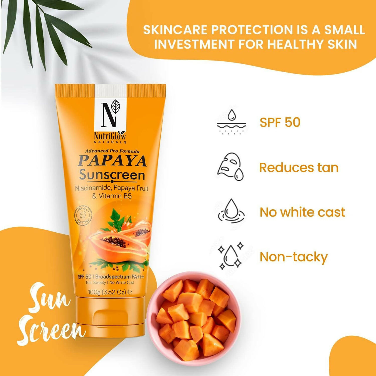 NutriGlow NATURAL'S Advanced Pro Formula Papaya Sunscreen SPF 50 PA+++ - Distacart