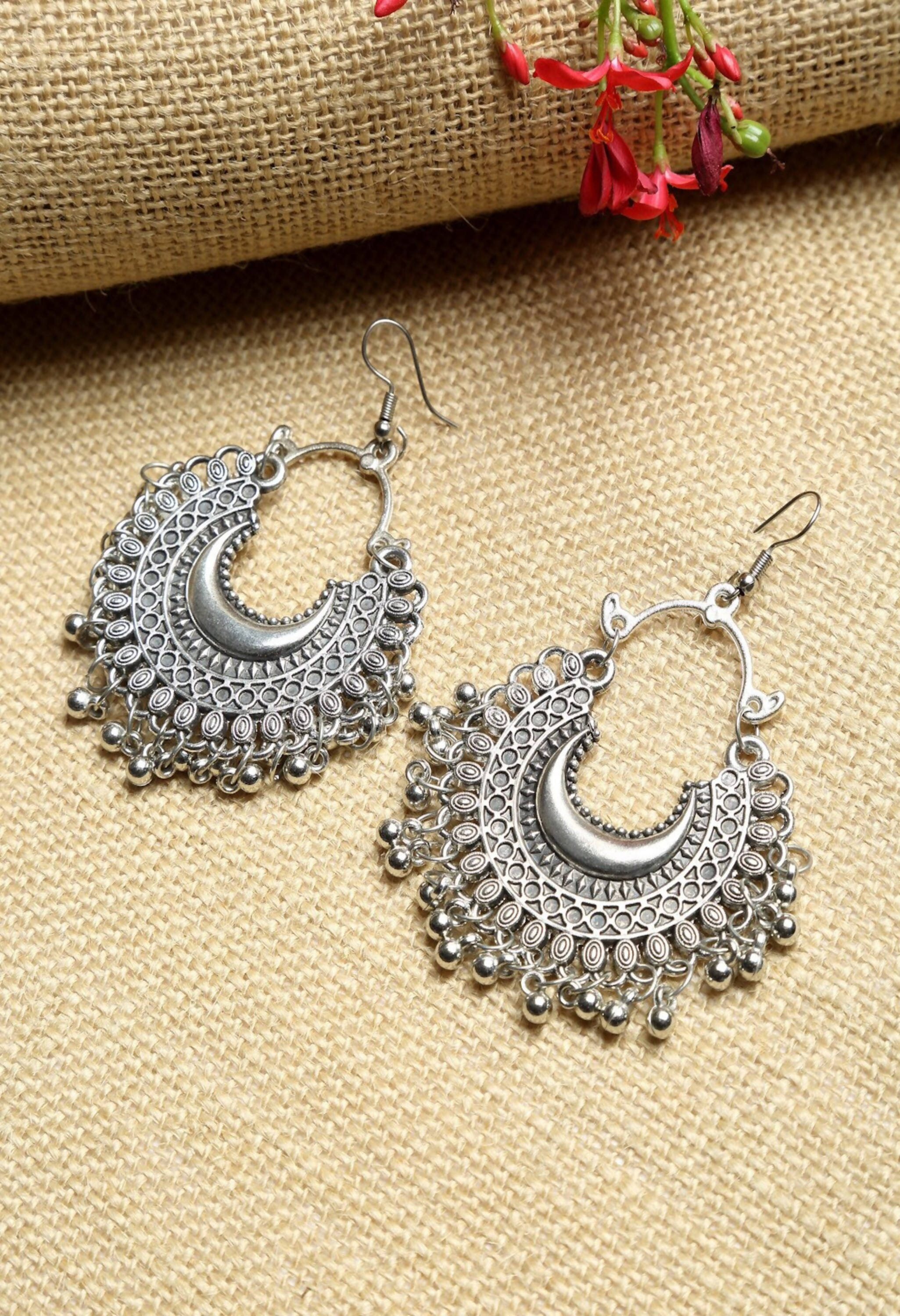 Traditional Earrings Oxidised Silver Online – Hayagi