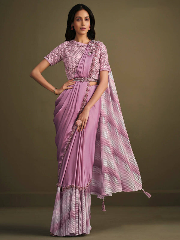 New Lunched Light Purple Saree with Belt Style – Kaleendi