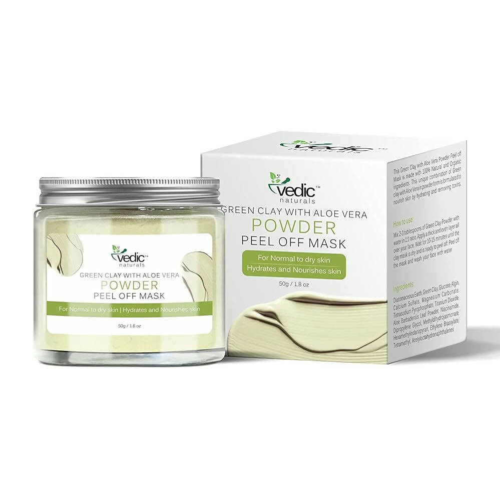 Vedic Naturals Green Clay With Aloe Vera Powder Peel Off Mask - Distacart