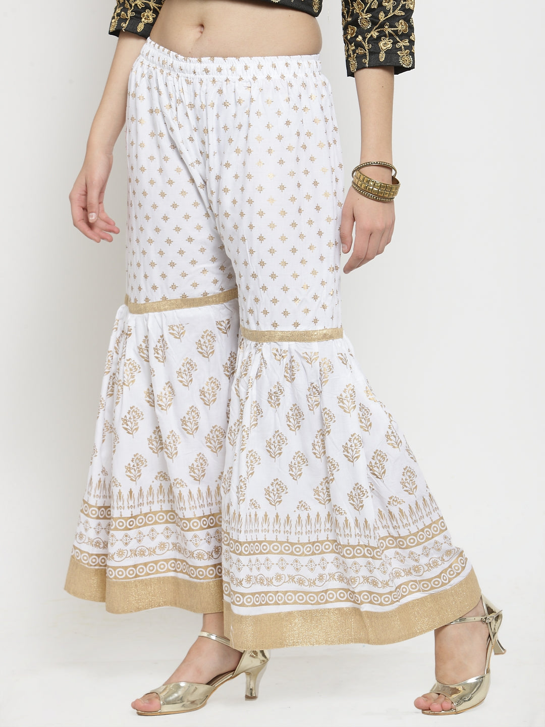 Wahe-NOOR Women's White Printed Rayon Gharara - Distacart