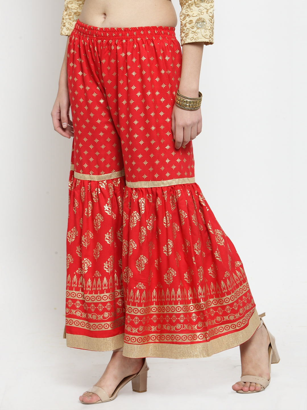 Wahe-NOOR Women's Red Printed Rayon Gharara - Distacart