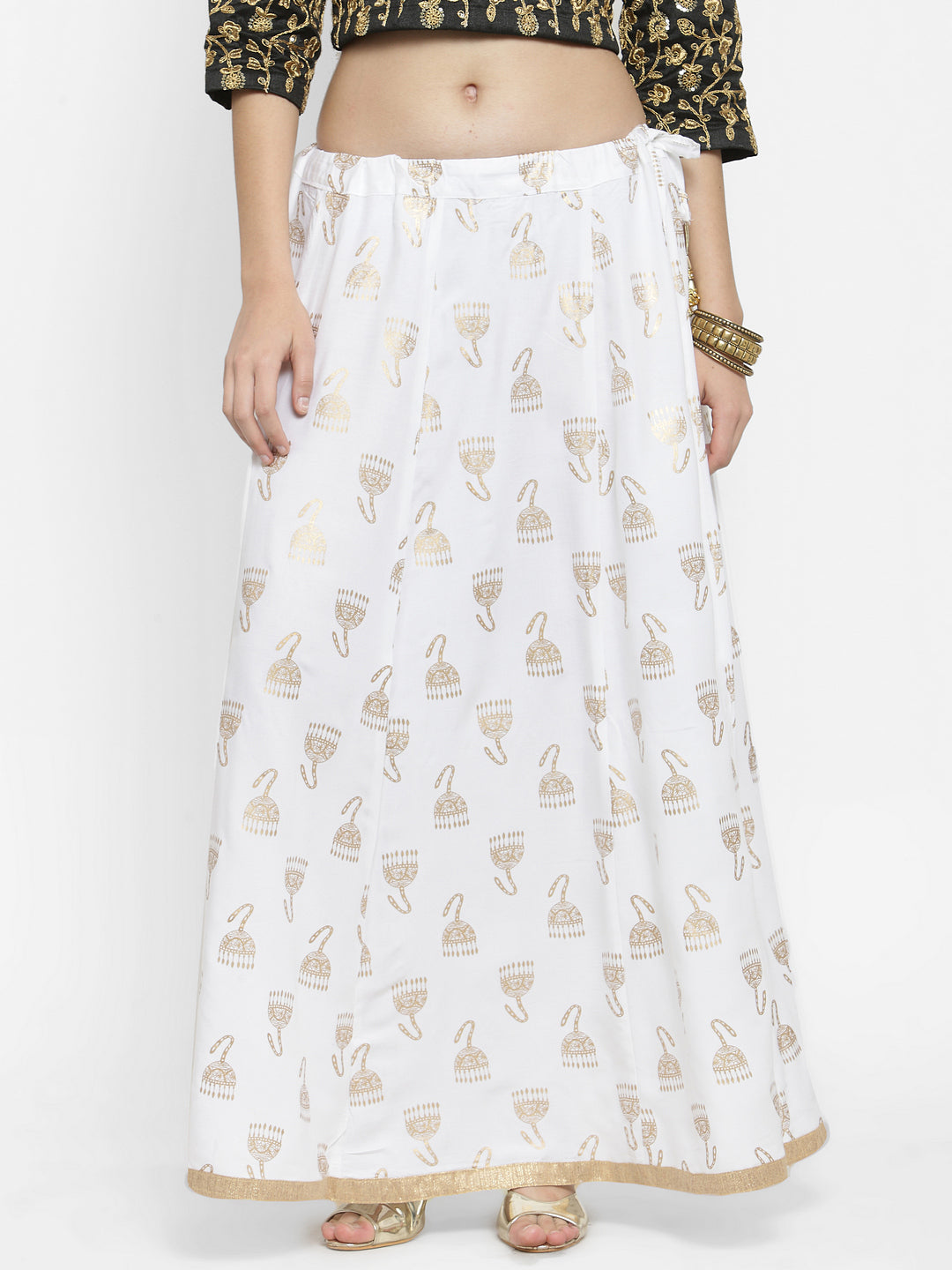 Wahe-NOOR Women's White Printed Maxi Skirt - Distacart