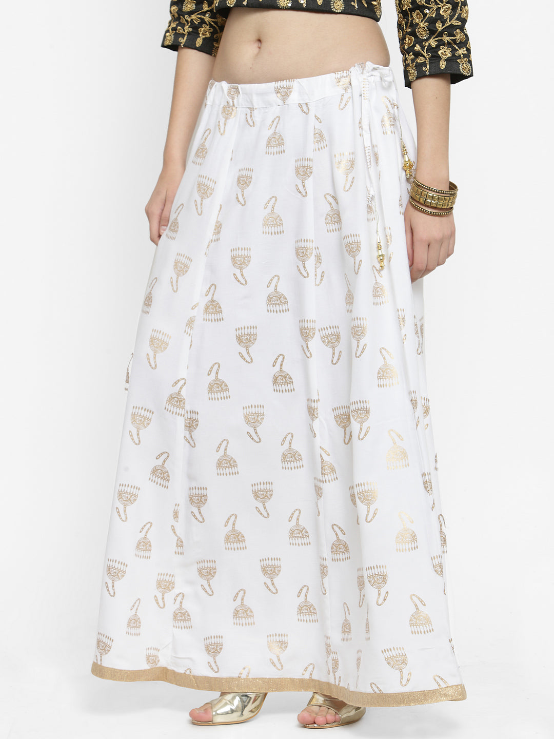 Wahe-NOOR Women's White Printed Maxi Skirt - Distacart