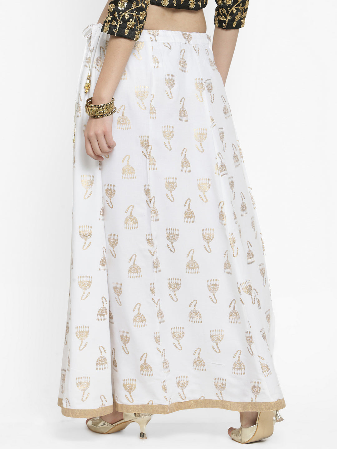 Wahe-NOOR Women's White Printed Maxi Skirt - Distacart