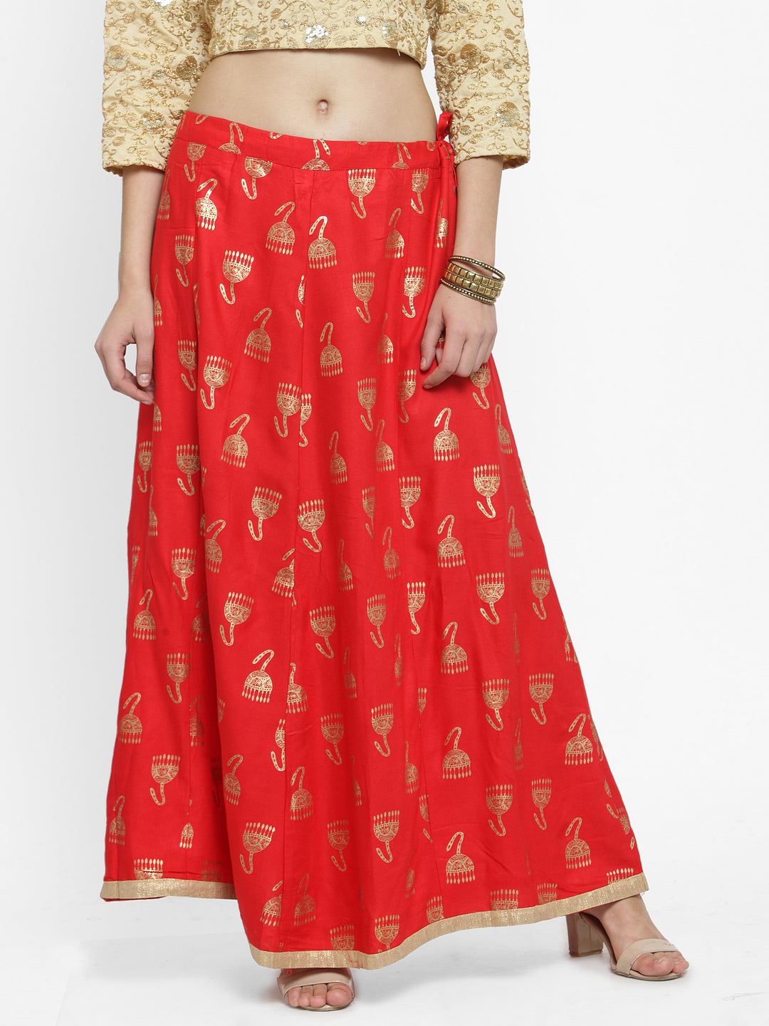 Wahe-NOOR Women's Red Printed Maxi Skirt - Distacart