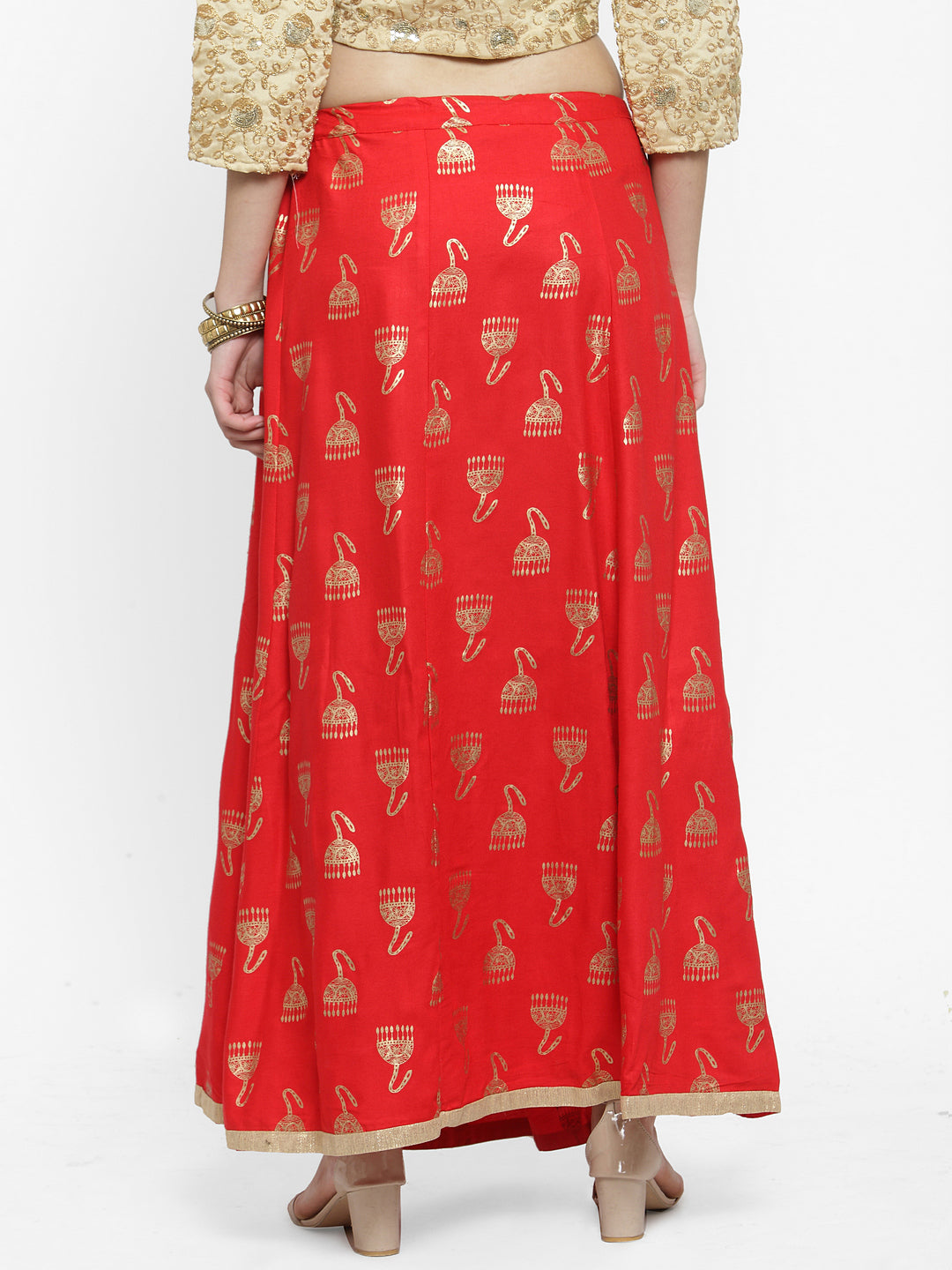 Wahe-NOOR Women's Red Printed Maxi Skirt - Distacart