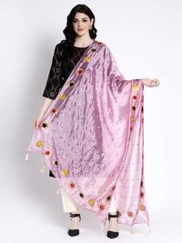 Thumbnail for Wahe-NOOR Women's Baby Pink Printed Poly Silk Dupatta - Distacart