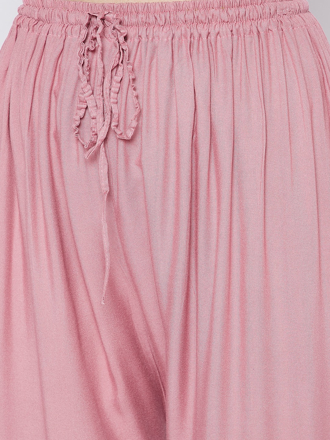 Buy Wahe-NOOR Women's Baby Pink Solid Rayon Palazzo Online at Best Price