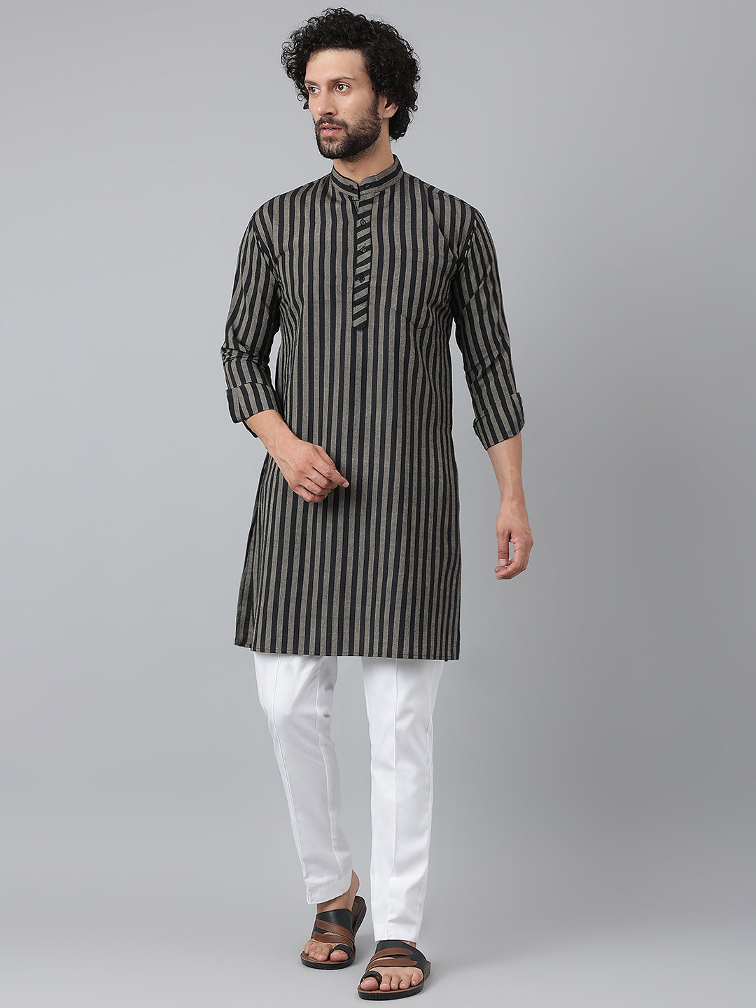 RIAG Black Men's Ethnic Long Kurta And Pyjama Set - Distacart