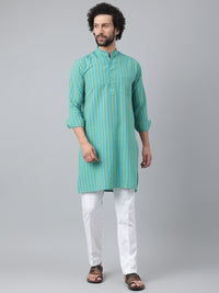 Thumbnail for RIAG Blue Men's Ethnic Long Kurta And Pyjama Set - Distacart