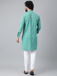 Thumbnail for RIAG Blue Men's Ethnic Long Kurta And Pyjama Set - Distacart