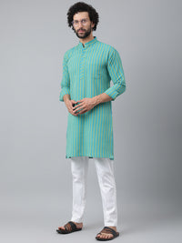 Thumbnail for RIAG Blue Men's Ethnic Long Kurta And Pyjama Set - Distacart