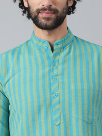 Thumbnail for RIAG Blue Men's Ethnic Long Kurta And Pyjama Set - Distacart