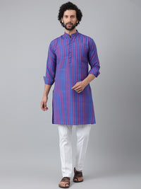 Thumbnail for RIAG Navy Blue Color Long Sleeves Ethnic Men's Cotton Long Kurta - Distacart