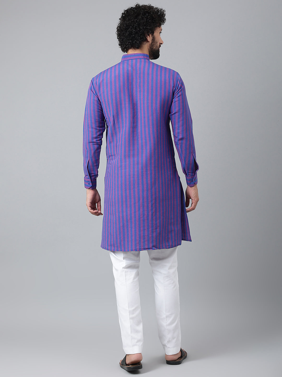 RIAG Navy Blue Color Long Sleeves Ethnic Men's Cotton Long Kurta - Distacart