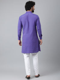 Thumbnail for RIAG Navy Blue Color Long Sleeves Ethnic Men's Cotton Long Kurta - Distacart