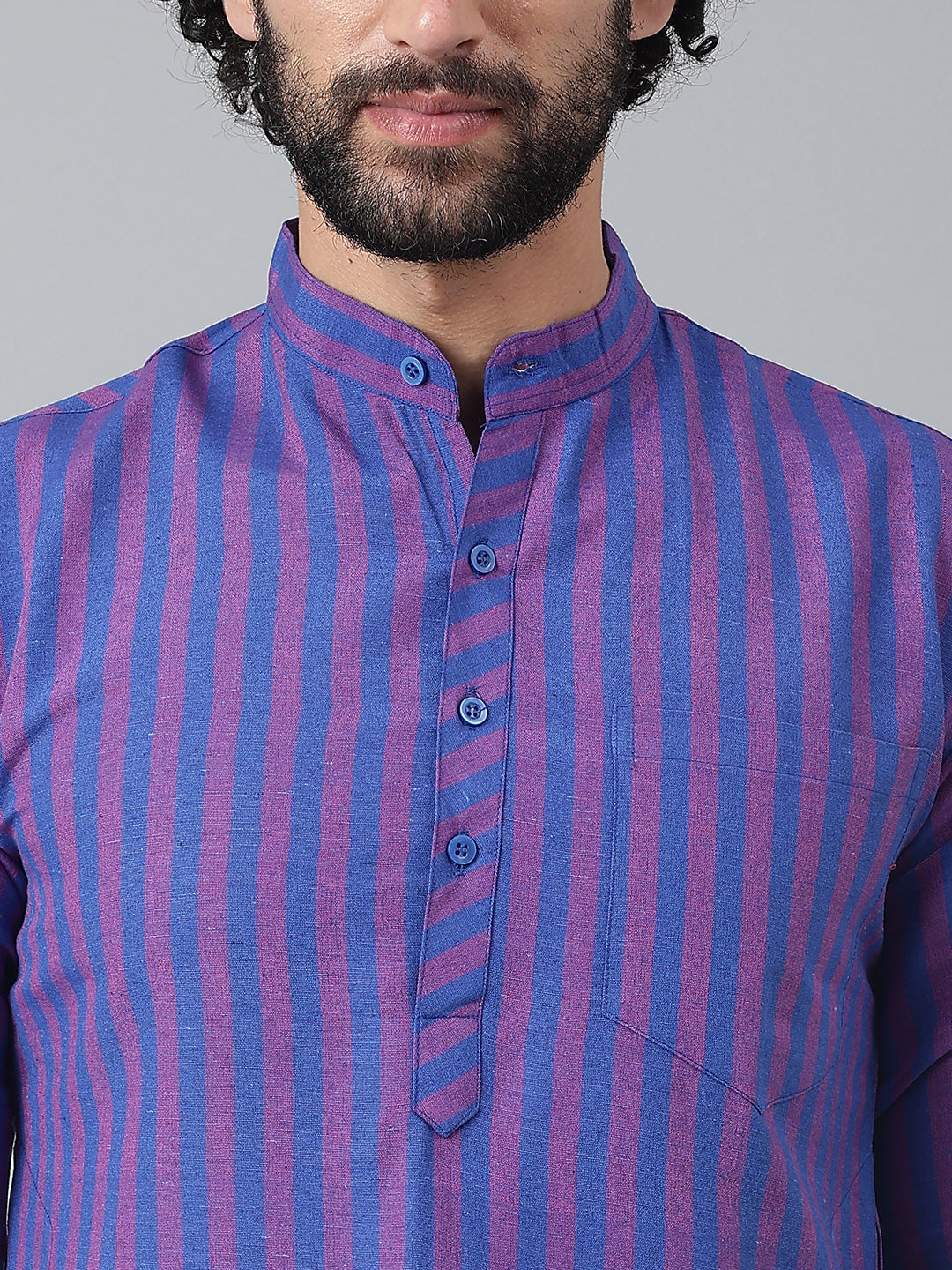 RIAG Navy Blue Color Long Sleeves Ethnic Men's Cotton Long Kurta - Distacart