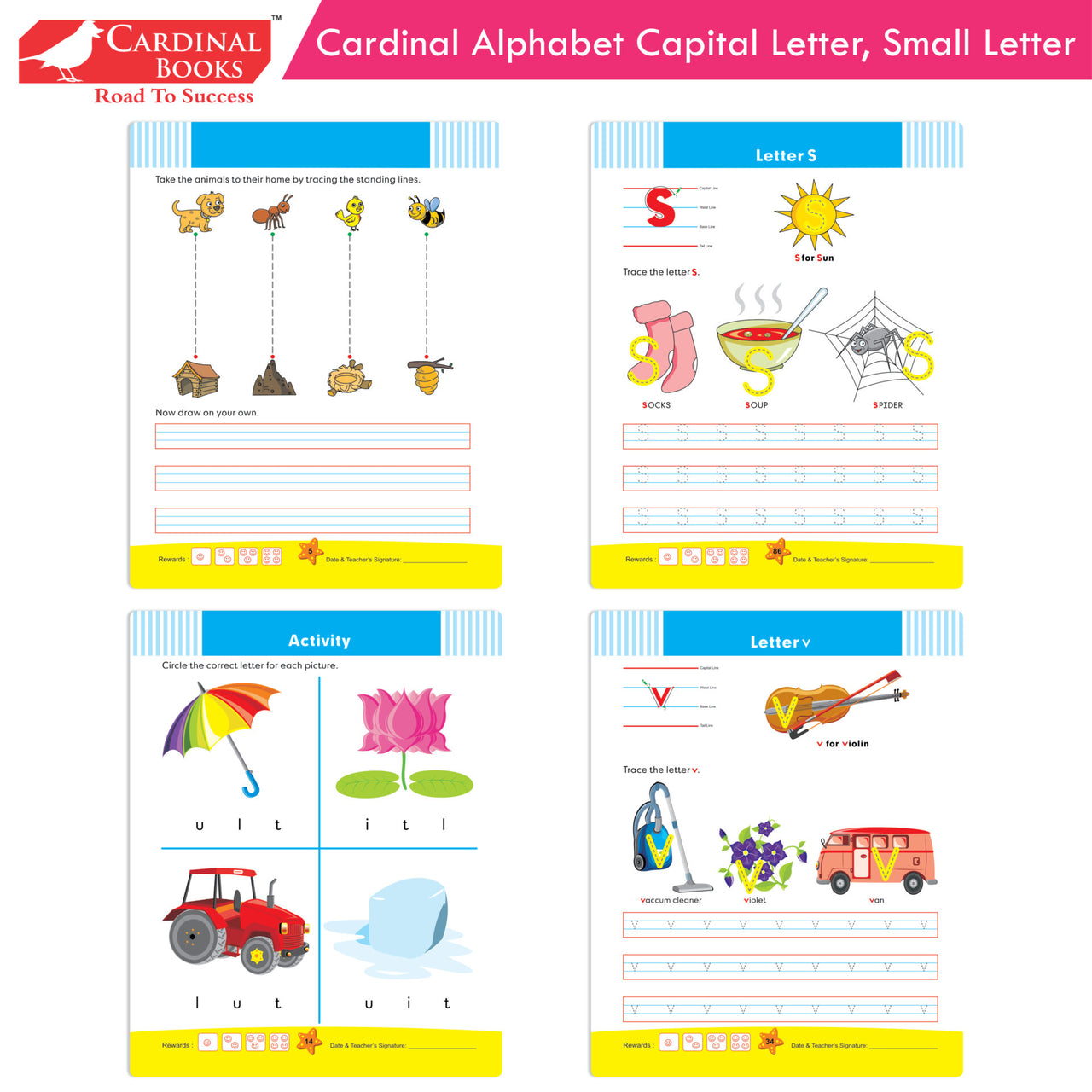 Cardinal Alphabet Letter Writing Book (Set of 3)|Alphabet Capital & Small Letter writing & Practice Book| Kindergarten Book for Kids Ages 3-6 Years - Distacart