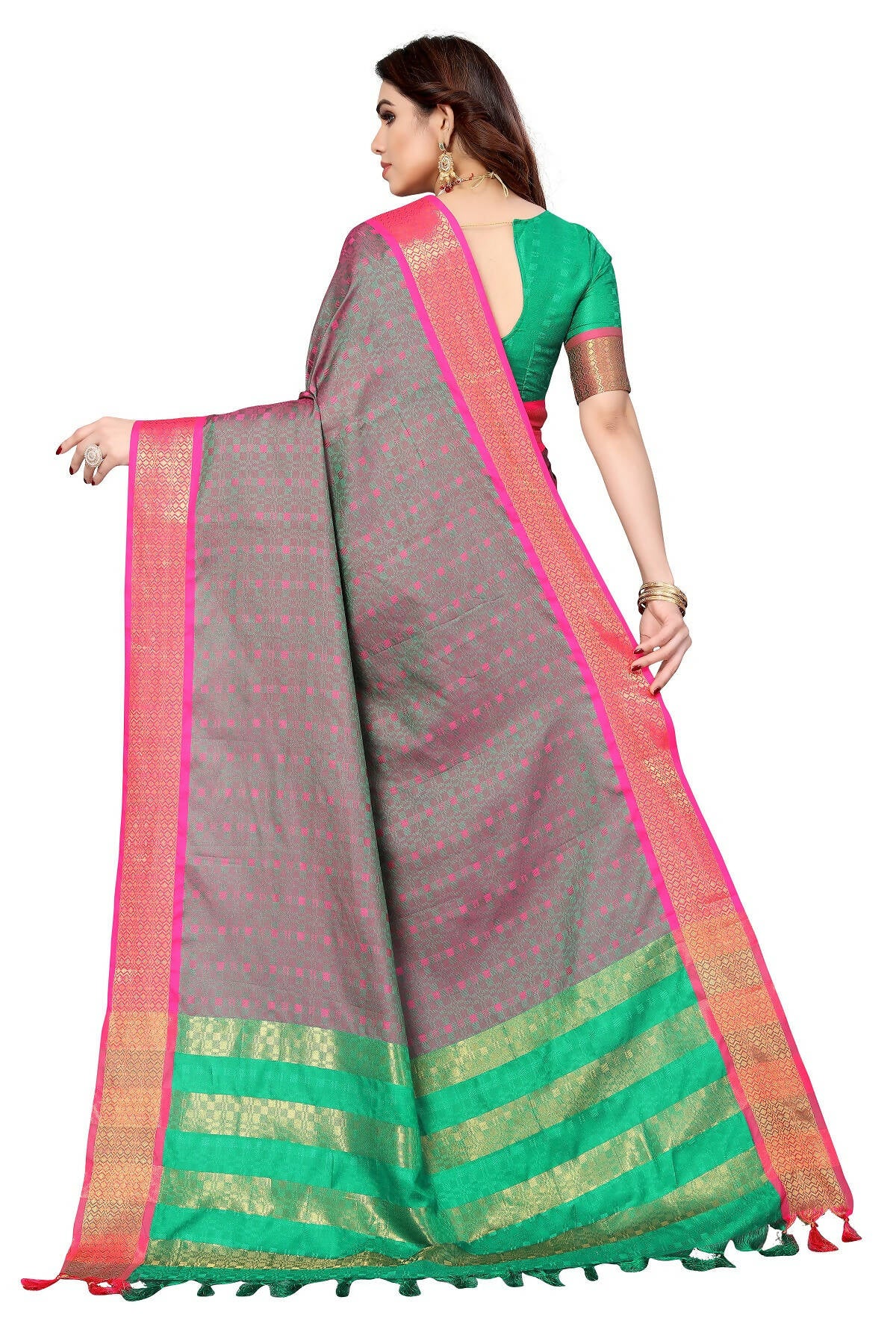 Vamika Weaving Grey Cotton Silk Saree - Distacart