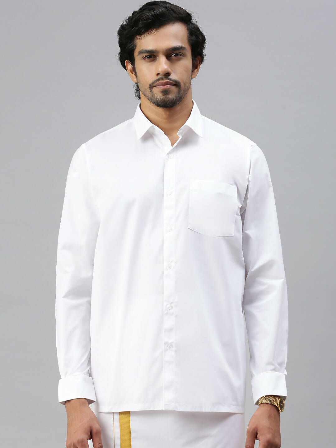 Buy Ramraj Cotton Mens Full Sleeve Formal Poly Cotton White Shirt