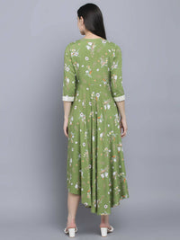 Thumbnail for Myshka Women Green Floral Midi Dress - Distacart