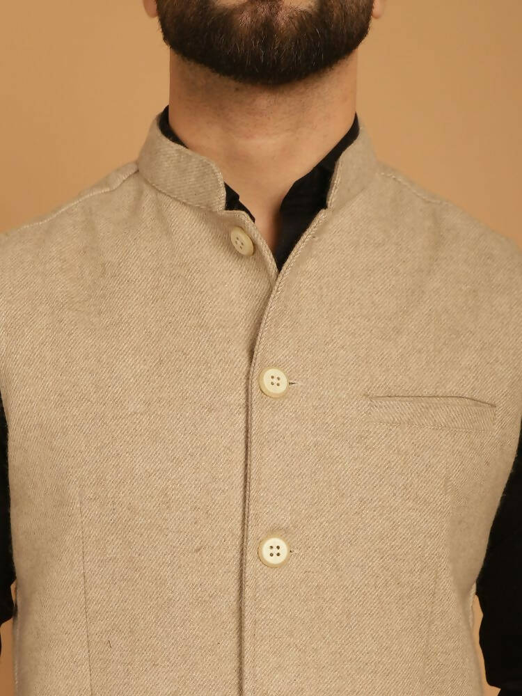 Even Apparels Pure Wool Nehru Jacket - Off White - Distacart